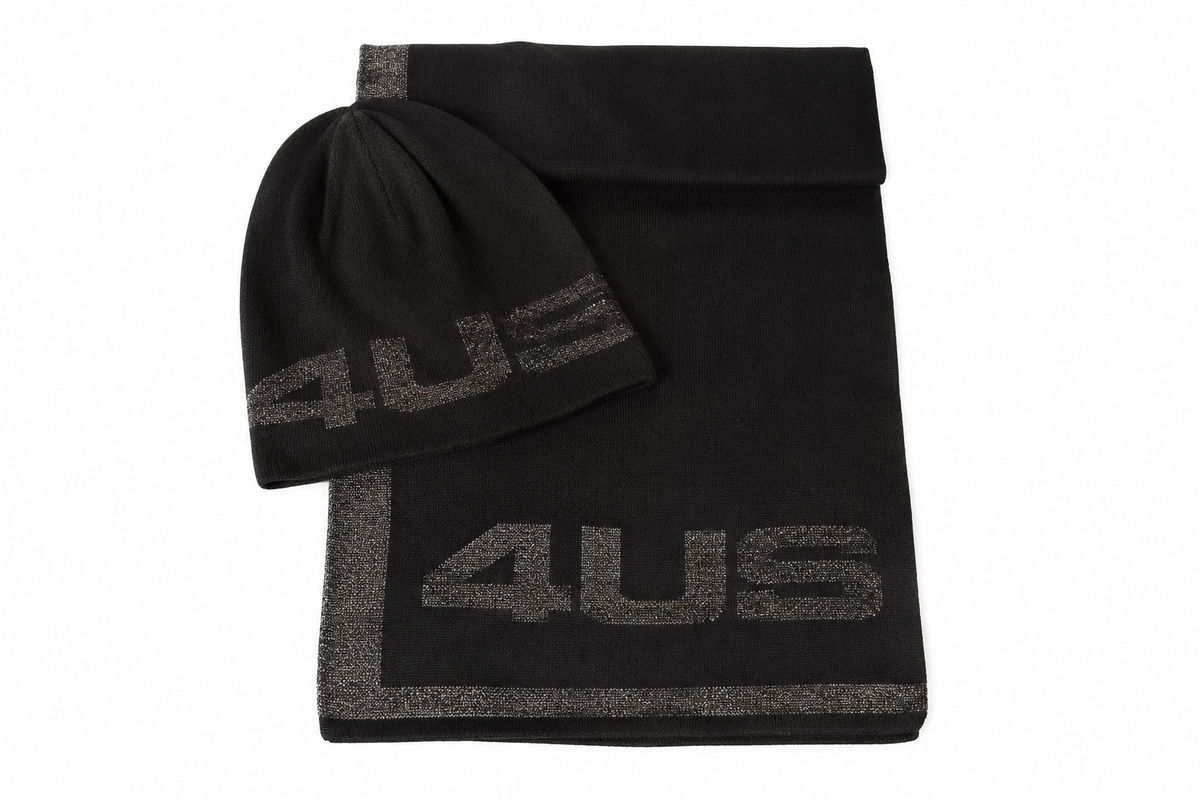 Completo sciarpa e cappellino nero 4US uomo, vista alternativa