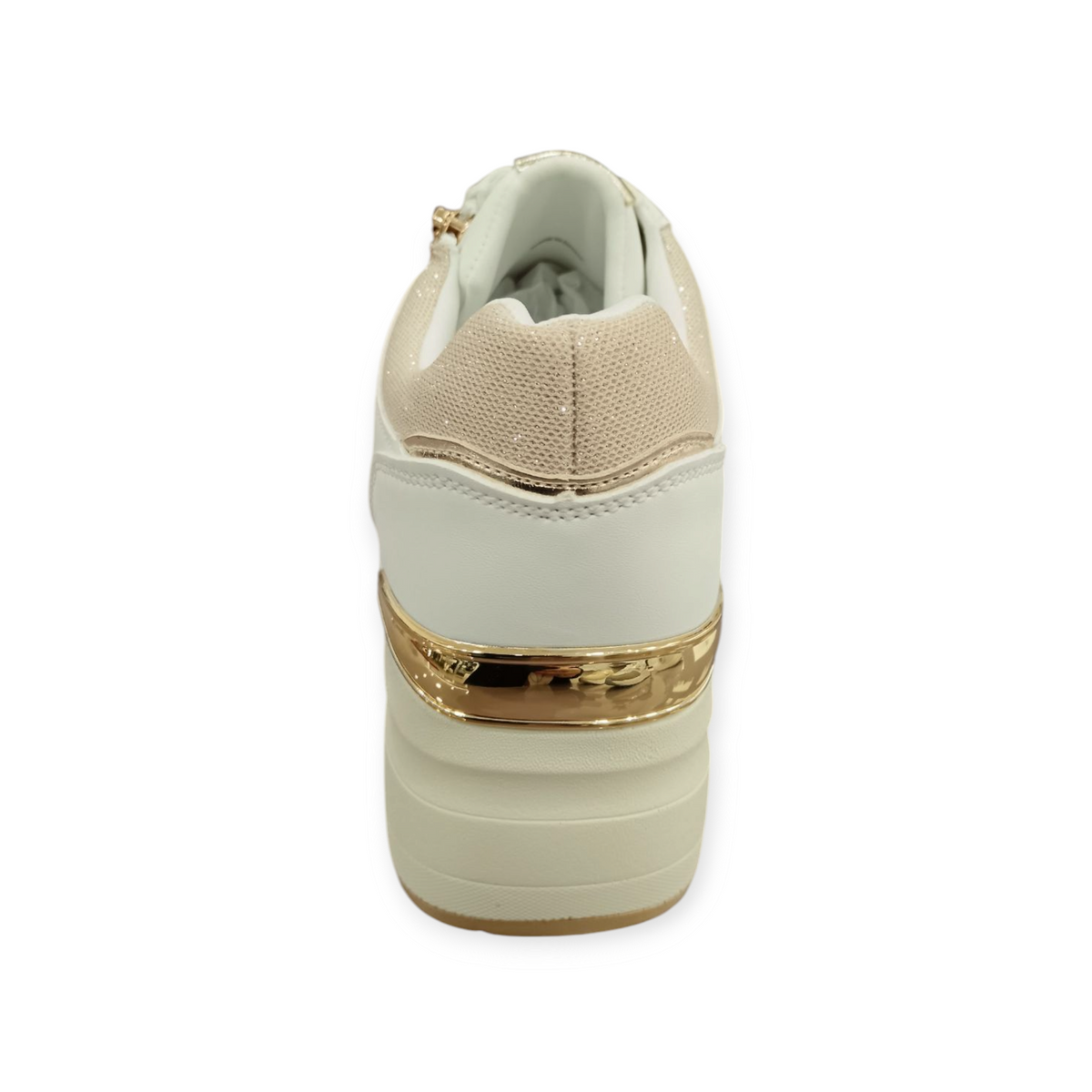 Sneaker donna Byblos Carena bianco e oro glitter con zip – BYSC8X401