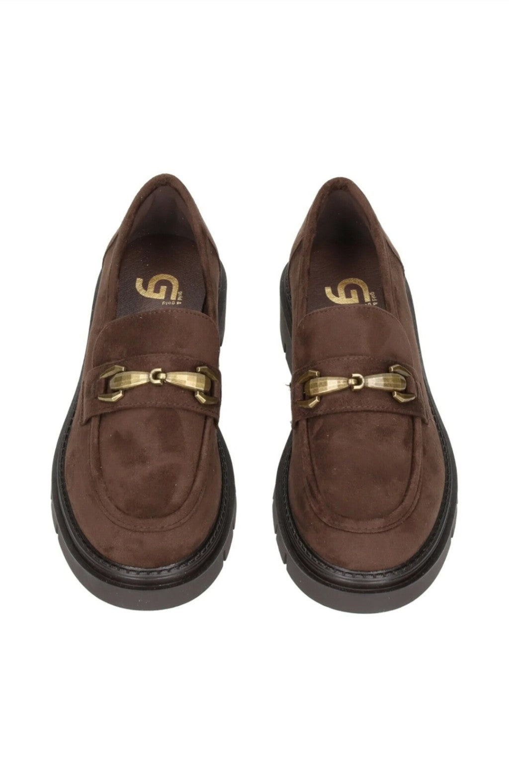 Mocassini donna Gold & Gold FS06 caffè suede, vista dall'alto
