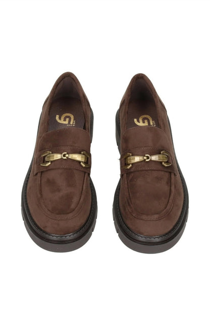 Mocassini donna Gold & Gold FS06 caffè suede, vista dall'alto