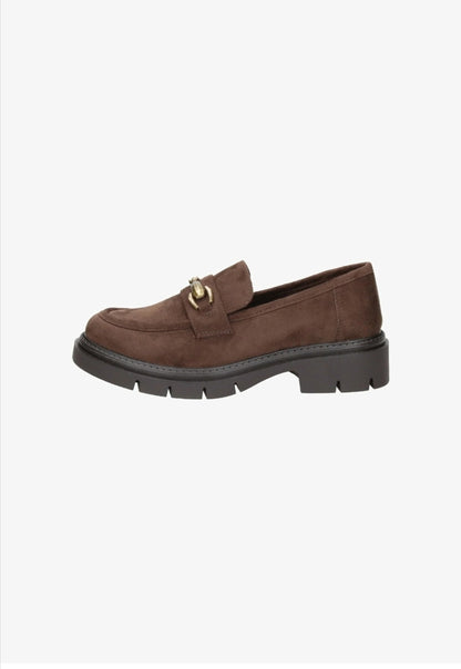 Mocassino donna Gold & Gold FS06 caffè suede, vista laterale