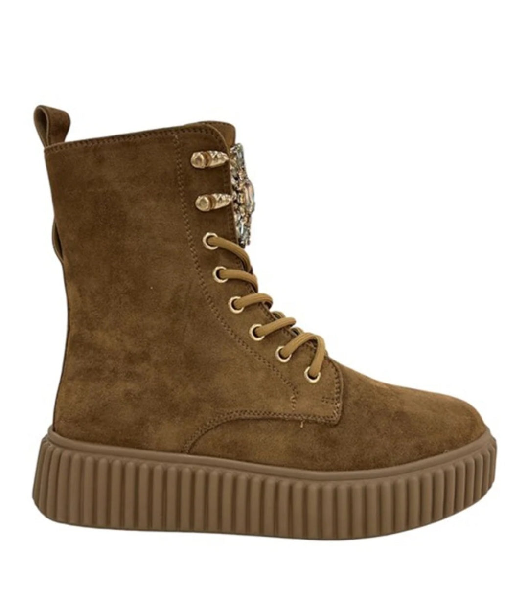 Gold & Gold GB1007 Camel – Anfibio in Ecocamoscio con Gioiello di Pietre