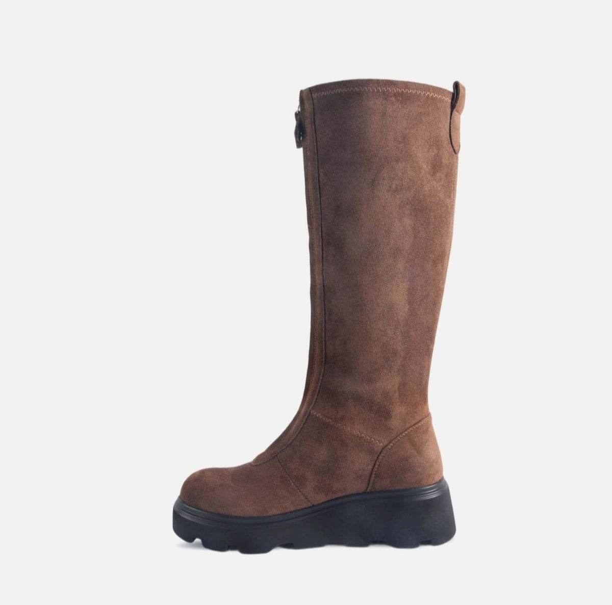 Stivale donna khaki in suede con suola nera