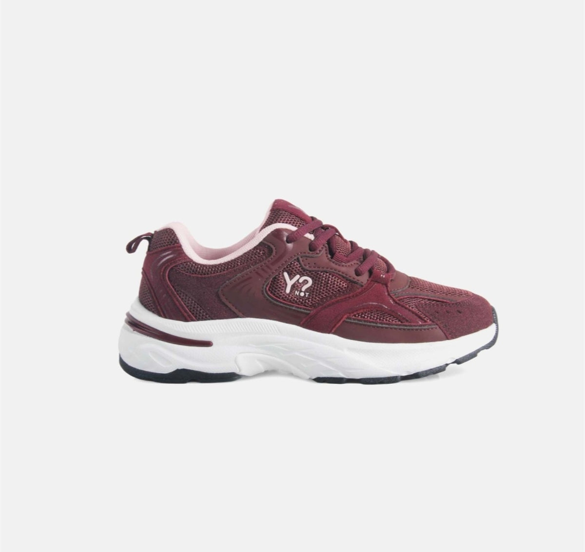 Sneaker donna YNot Mirto bordeaux LAR 17F1 vista laterale logo