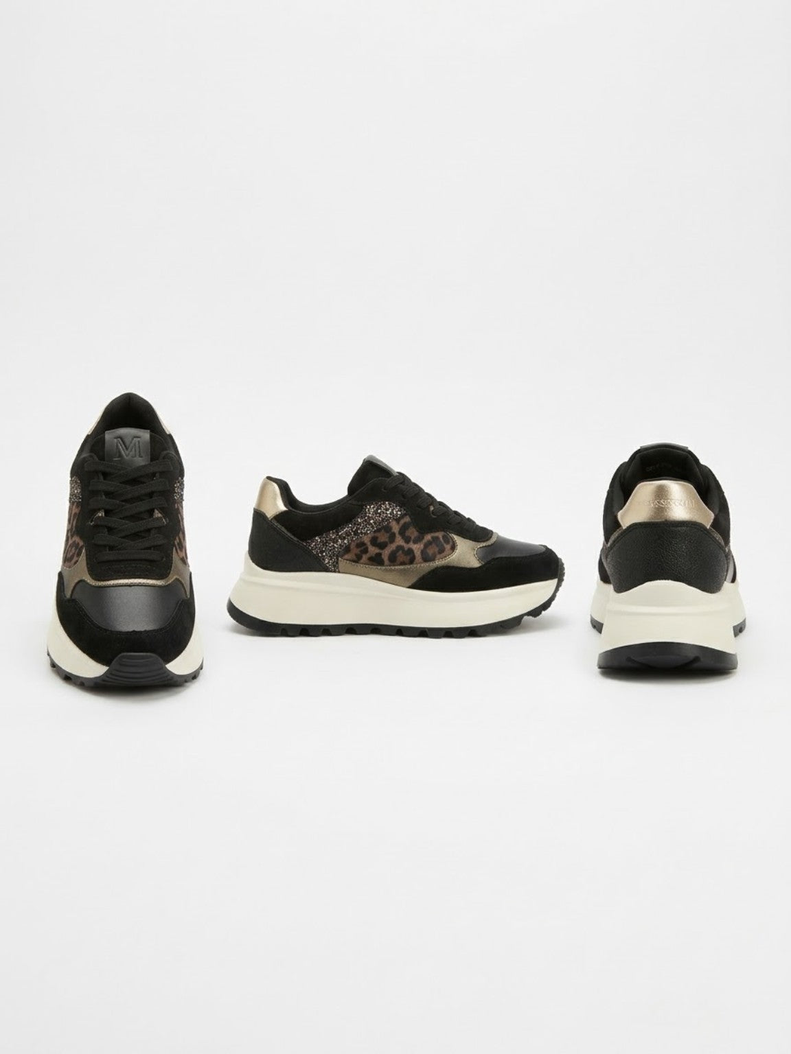 Sneaker donna Gold & Gold GB1110 nera viste frontale laterale e posteriore