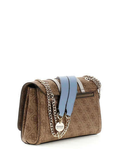 Borsa Guess HWBS 9167 2210 fantasia logata marrone e azzurro, vista posteriore