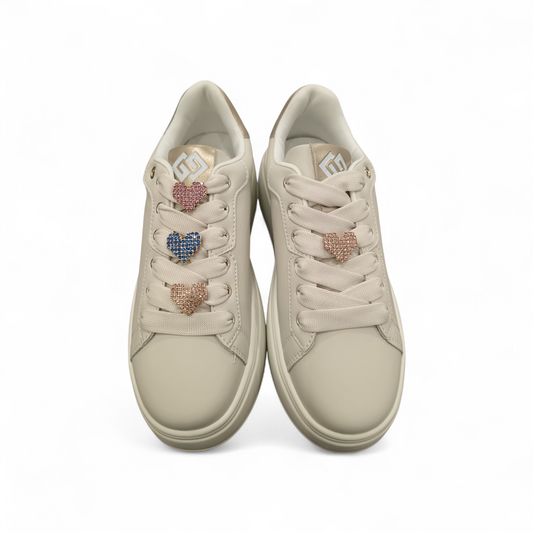 Sneakers cuori panna