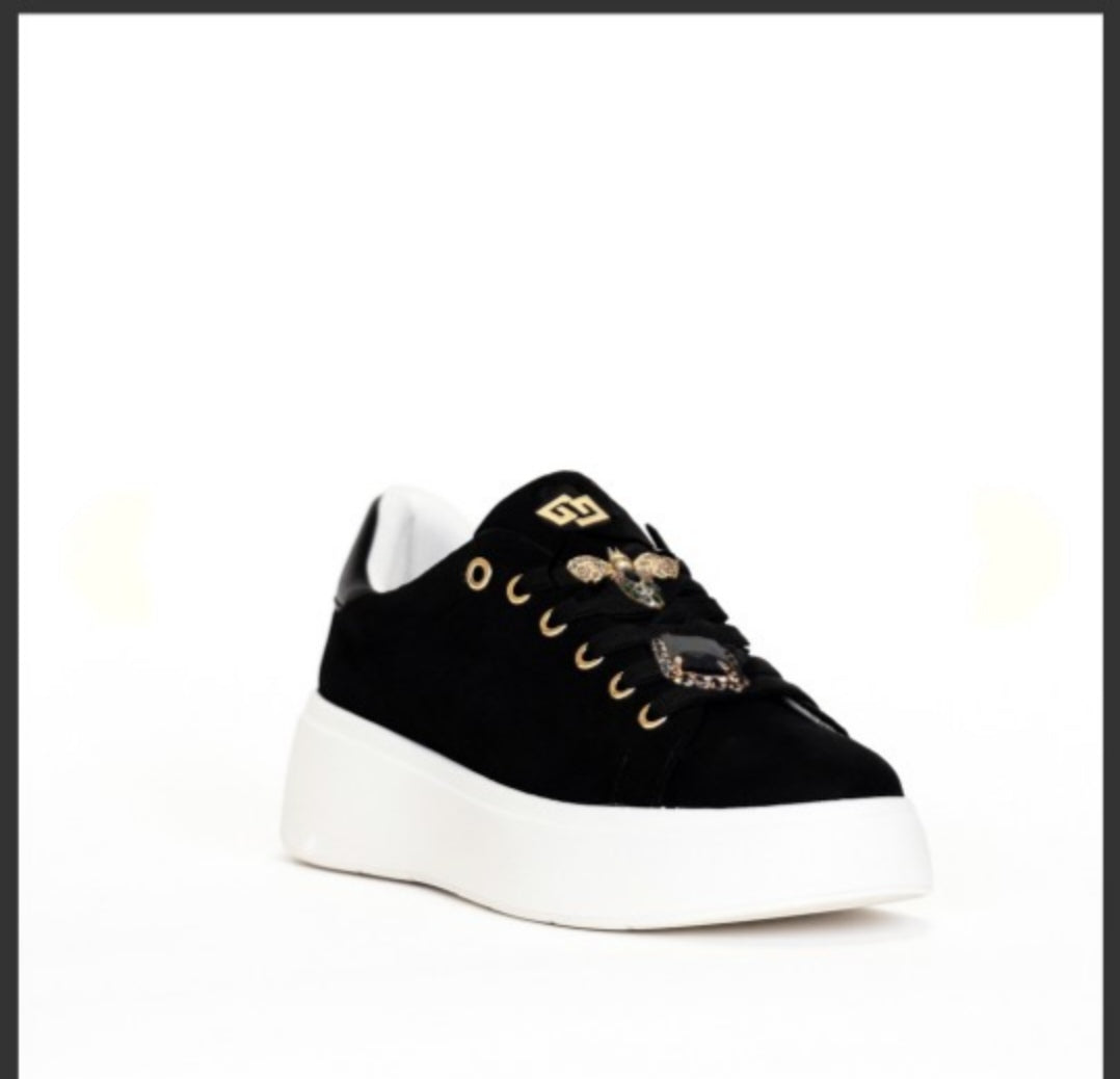 Sneakers camoscio accessori oro