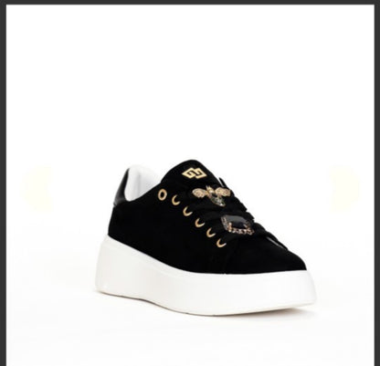 Sneakers camoscio accessori oro