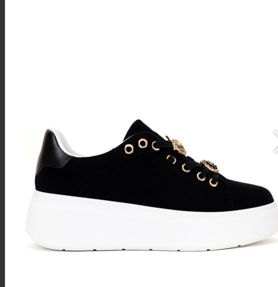 Sneakers camoscio accessori oro