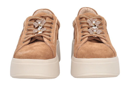 Sneakers Dazzing in suede con fiori gioiello