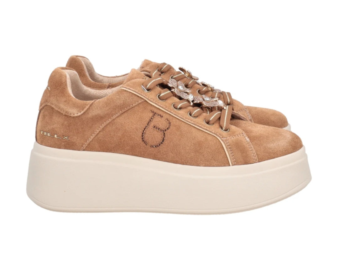 Sneakers Dazzing in suede con fiori gioiello