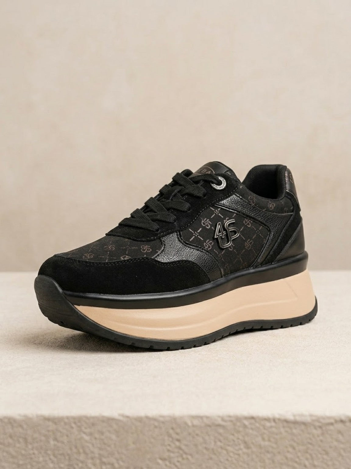 Sneakers Cesare Paciotti 4US donna nere 4BV217 con logo 4S e suola platform – vista principale