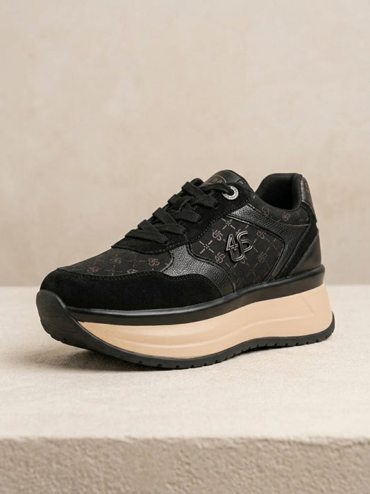 Sneakers Cesare Paciotti 4US donna nere 4BV217 con logo 4S e suola platform – vista principale