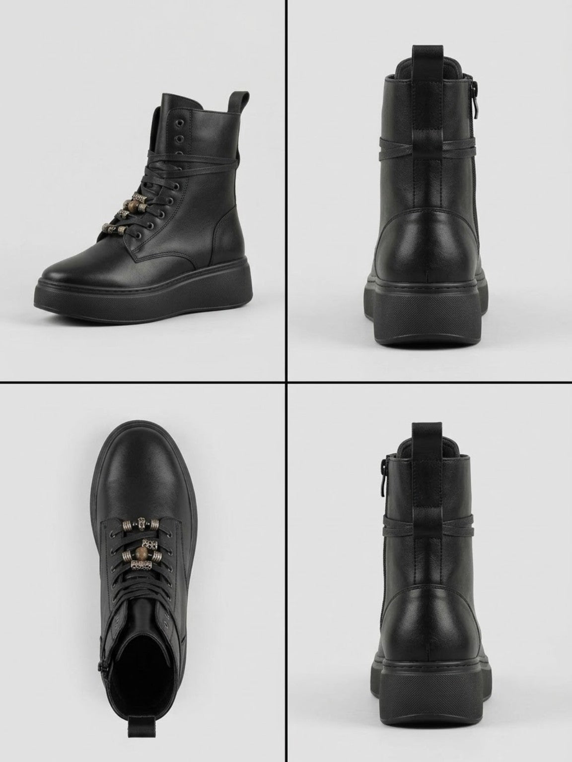 Anfibio donna Gold & Gold GB 1122 nero in pelle, vista dettagli e suola