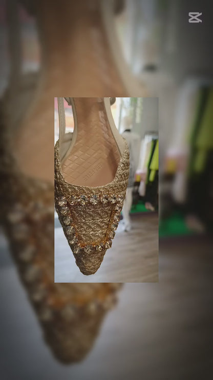 Sandalo flat raffia con strass
