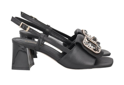 Slingback in pelle nera Ocean