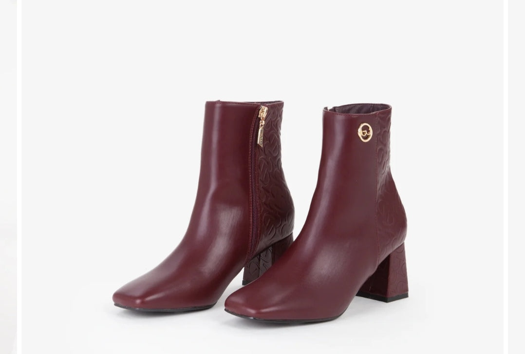 Tronchetto tacco largo bordó