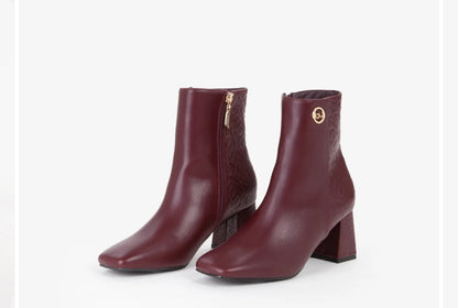 Tronchetto tacco largo bordó