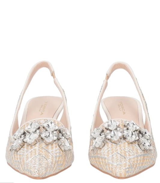Slingback argento con strass