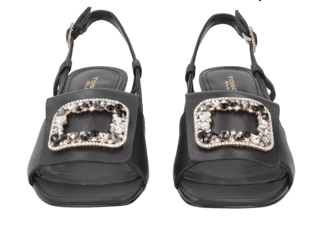 Slingback in pelle nera Ocean
