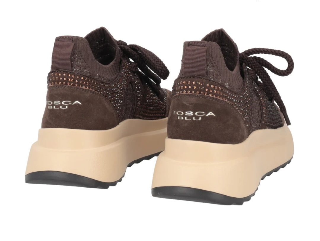 Sneaker Chill out con microstrass colore testa di moro