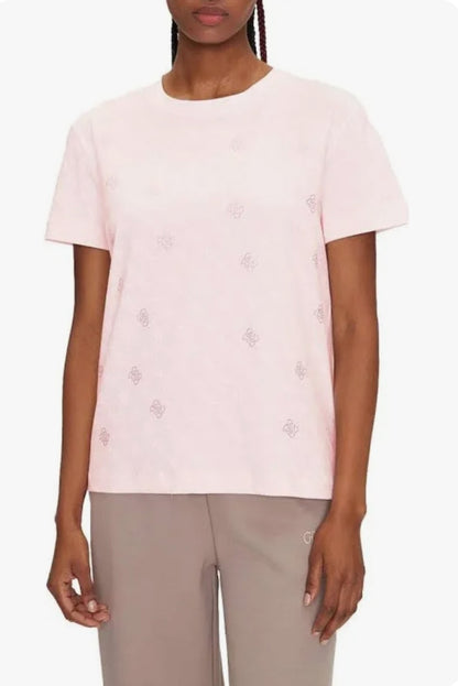 T-shirt logo micro e strass