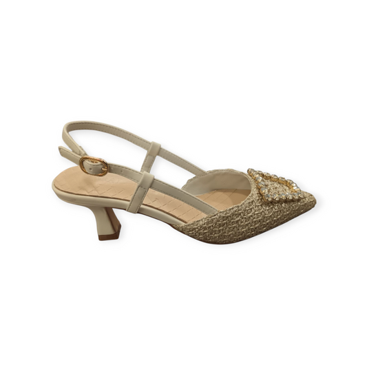 Sandalo tacco con fibbia strass