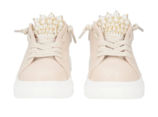 Sneaker Bellatrix con perle beige