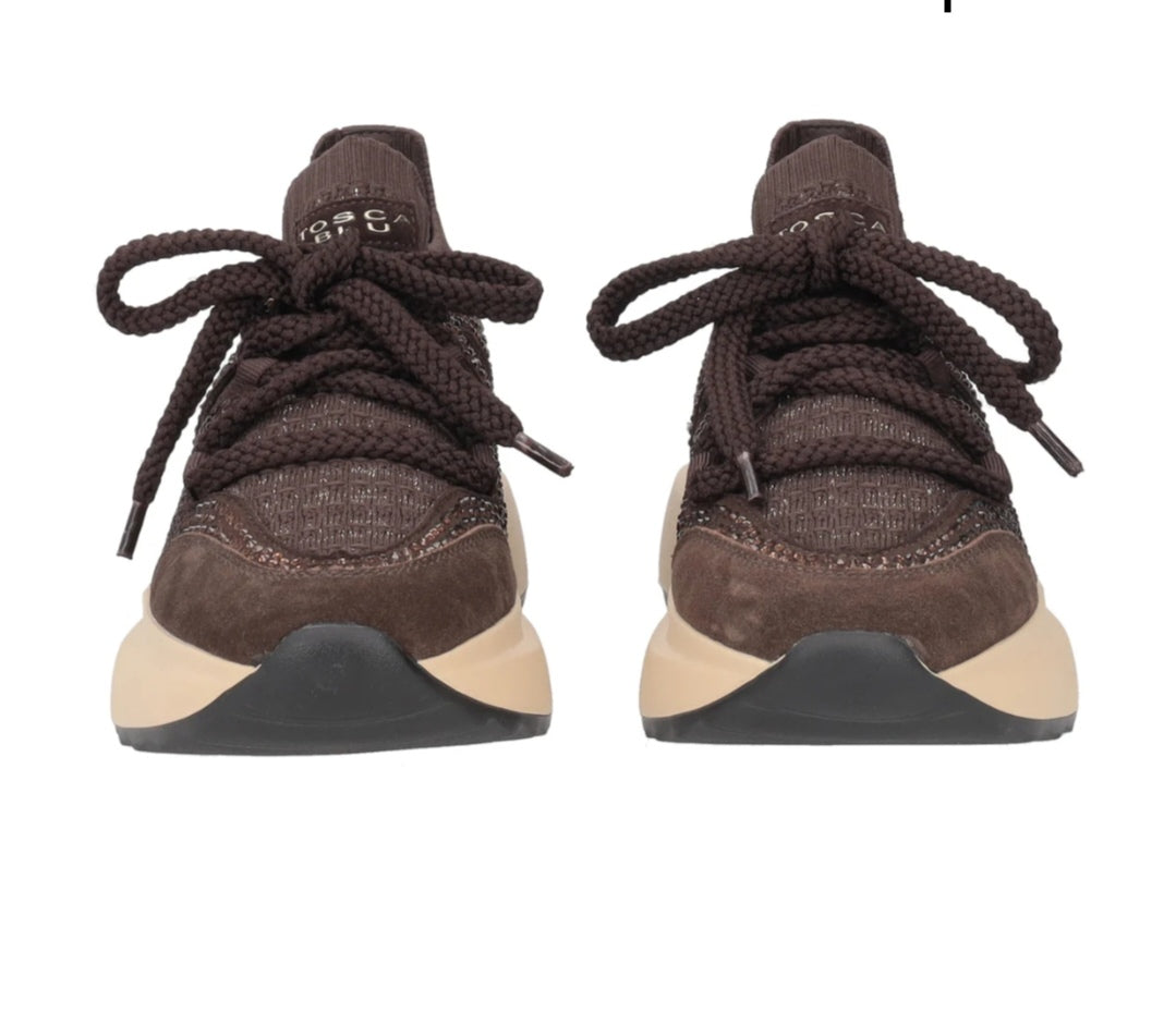 Sneaker Chill out con microstrass colore testa di moro