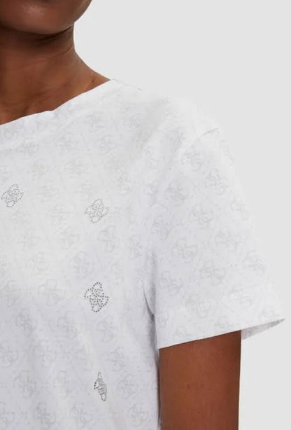 T-shirt logo micro e strass