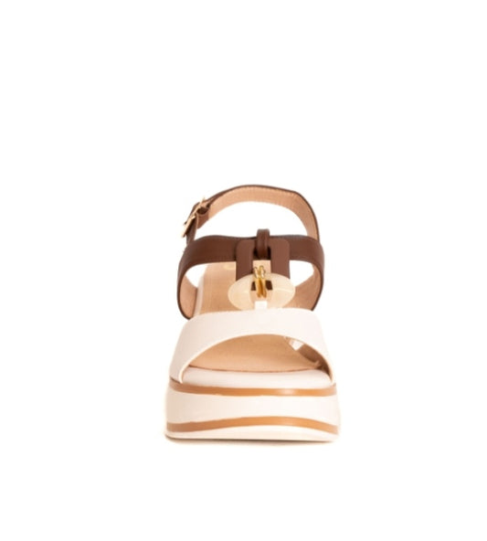 Zeppa bianca/cuoio