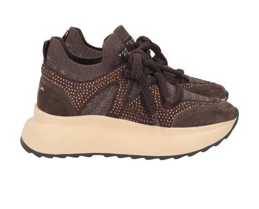 Sneaker Chill out con microstrass colore testa di moro