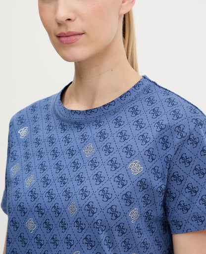 T-shirt logo micro e strass