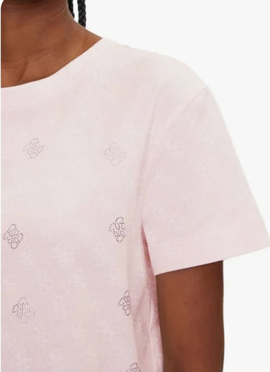 T-shirt logo micro e strass