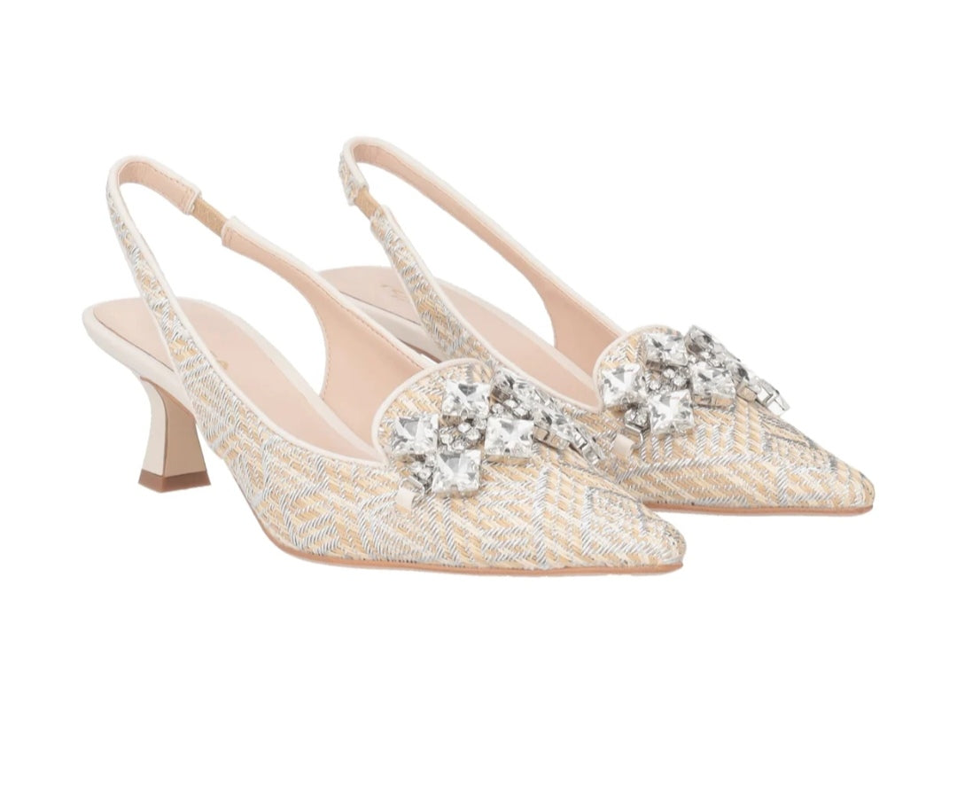 Slingback argento con strass