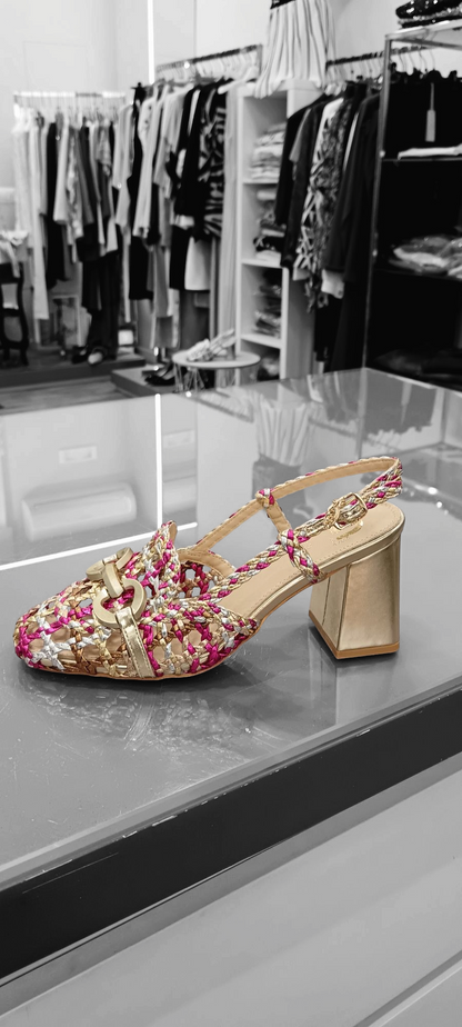 Sandalo multicolor intrecciata